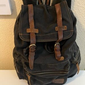 Bluboon Vintage Black and Brown Canvas Backpack